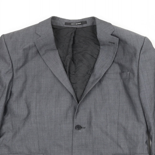 Jeff Banks Mens Grey Polyester Jacket Suit Jacket Size 44 Regular