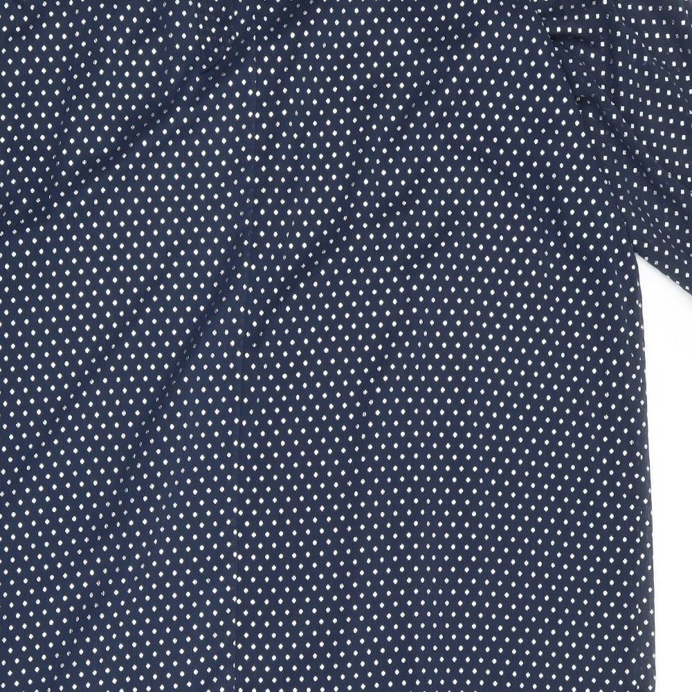 Marks and Spencer Womens Blue Polka Dot Polyester A-Line Size 16 Round Neck Tie