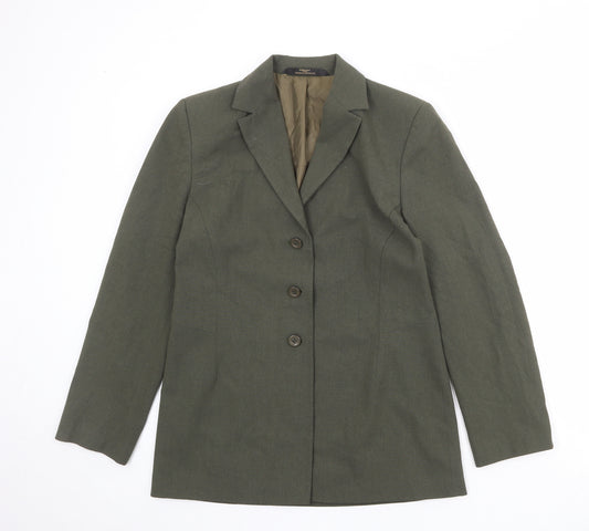 St Michael Womens Green Polyester Jacket Blazer Size 12