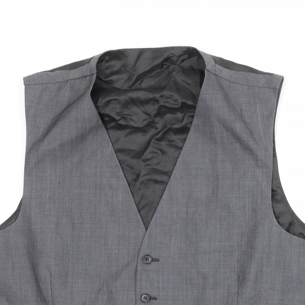 Jeff Banks Mens Grey Wool Jacket Suit Waistcoat Size 46 Regular