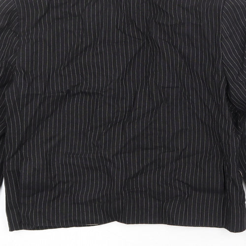 River Island Womens Black Pinstripe Linen Jacket Blazer Size 10 - Five-Button Jacket Sleeve