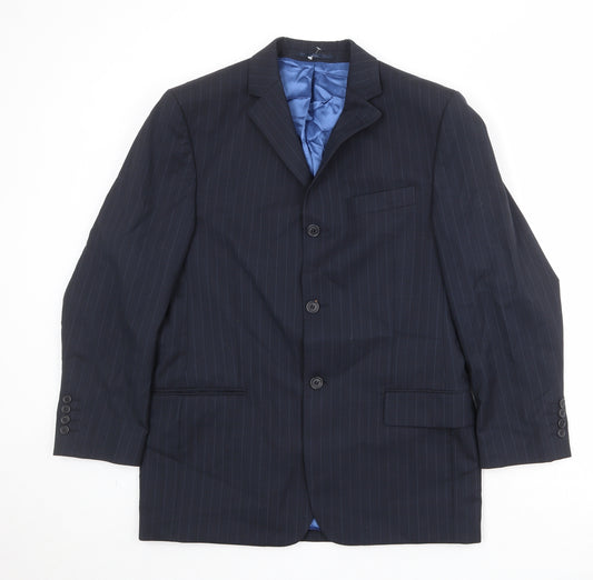 Daniel Hechter Mens Blue Striped Wool Jacket Suit Jacket Size 38 Regular