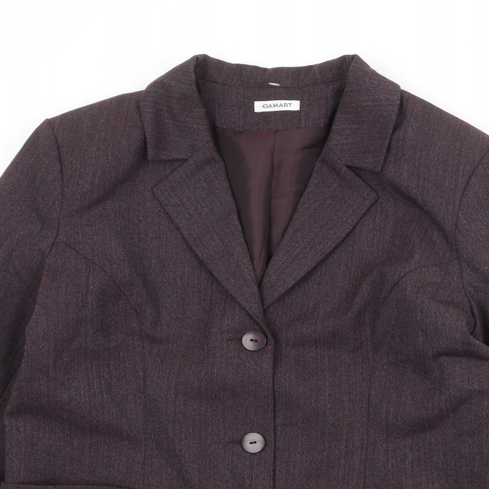 Damart Womens Purple Polyester Jacket Suit Jacket Size 18