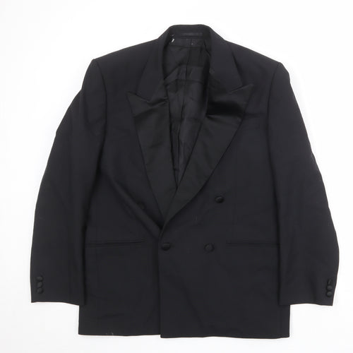 St Michael Mens Black Wool Tuxedo Suit Jacket Size 40 Regular