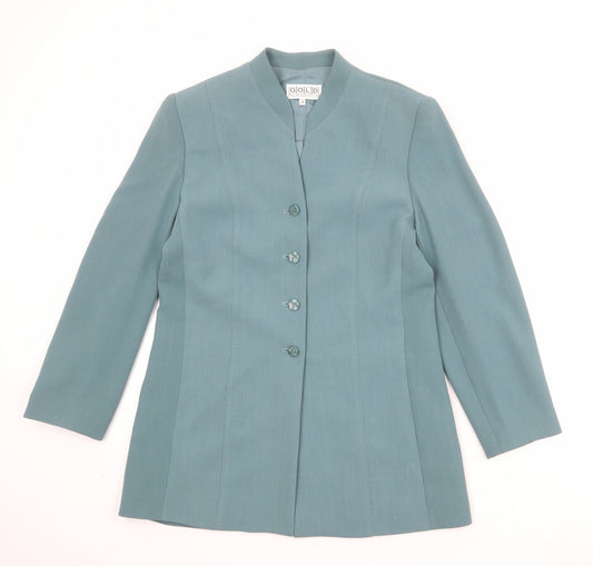 Gold Womens Blue Polyester Jacket Blazer Size 12