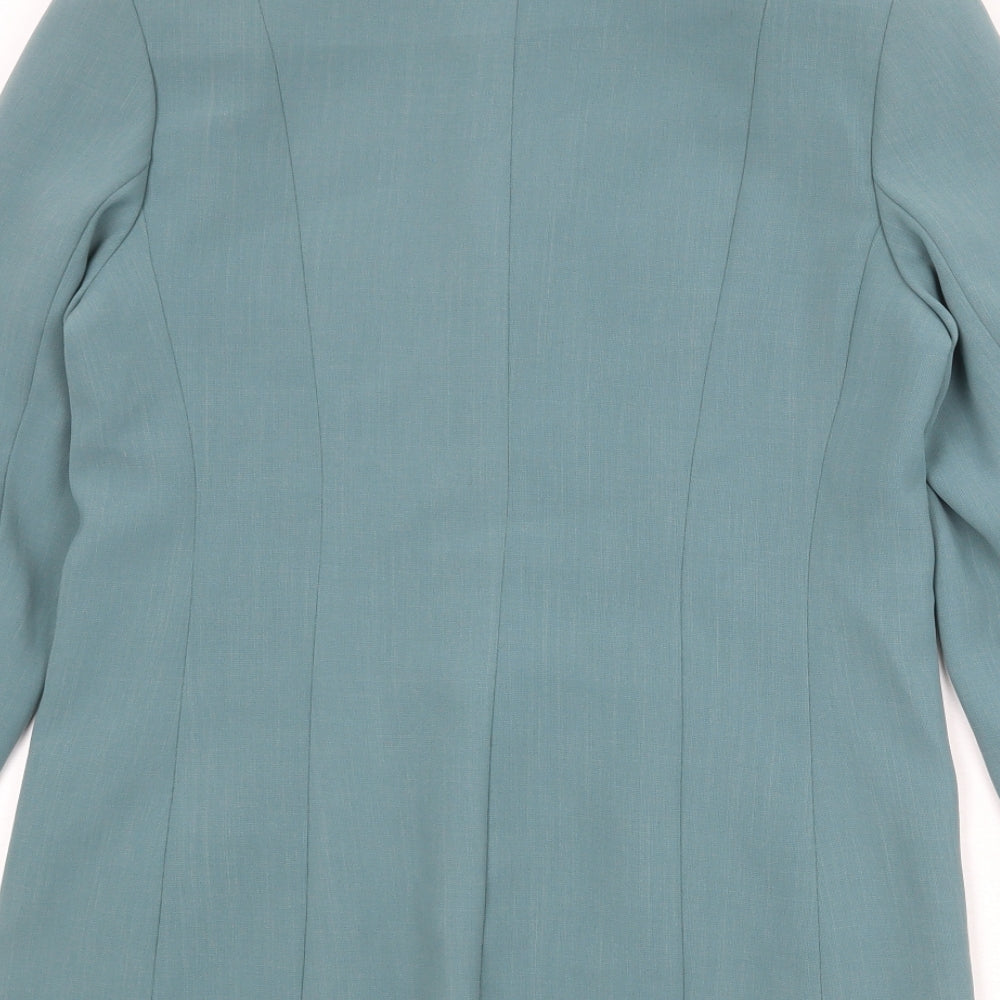 Gold Womens Blue Polyester Jacket Blazer Size 12