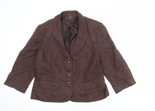 Alex & Co Womens Brown Linen Jacket Blazer Size 14