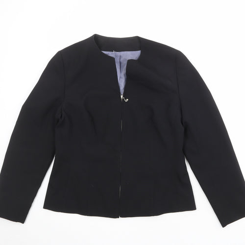 Essentials Womens Black Jacket Blazer Size 12 Zip