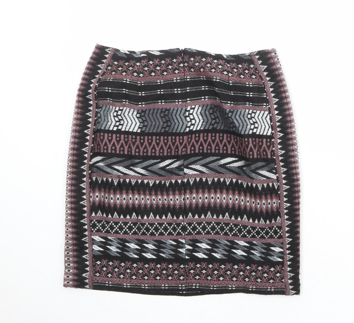 Monsoon Womens Multicoloured Geometric Polyester A-Line Skirt Size 8 Zip