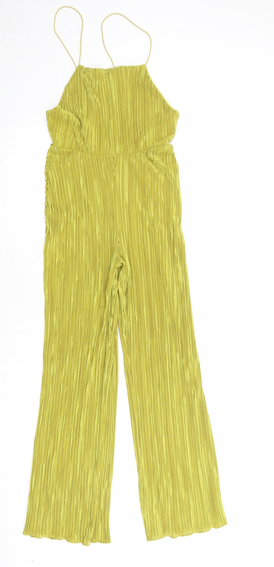 IX London Womens Yellow Polyester Jumpsuit One-Piece Size 8 Pullover - Plisse