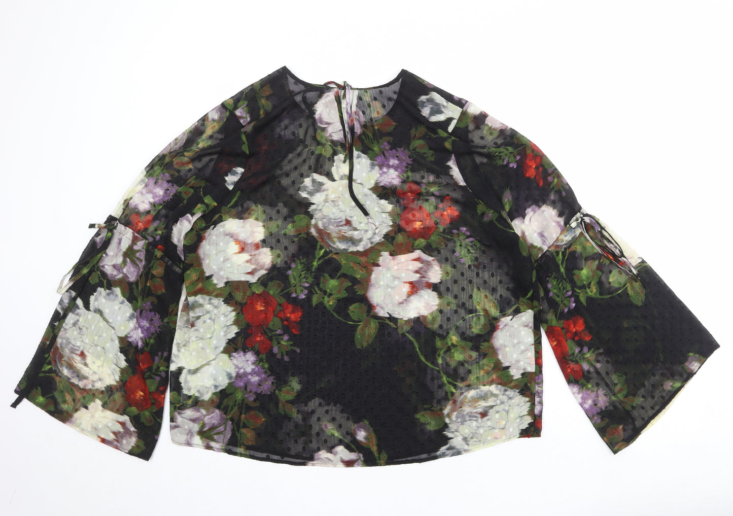 Marks and Spencer Womens Multicoloured Floral Polyester Basic Blouse Size 18 Round Neck