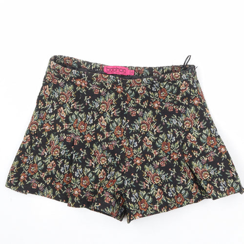 Boohoo Womens Multicoloured Floral Polyester Basic Shorts Size 10 Regular Zip