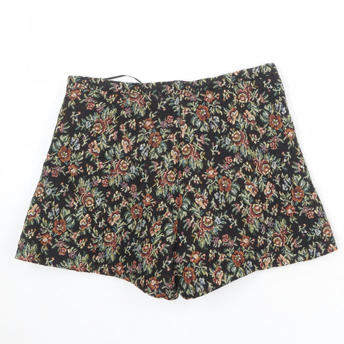 Boohoo Womens Multicoloured Floral Polyester Basic Shorts Size 10 Regular Zip
