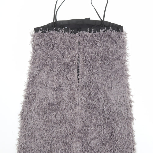 Zara Womens Grey Polyester A-Line Size M Square Neck Zip