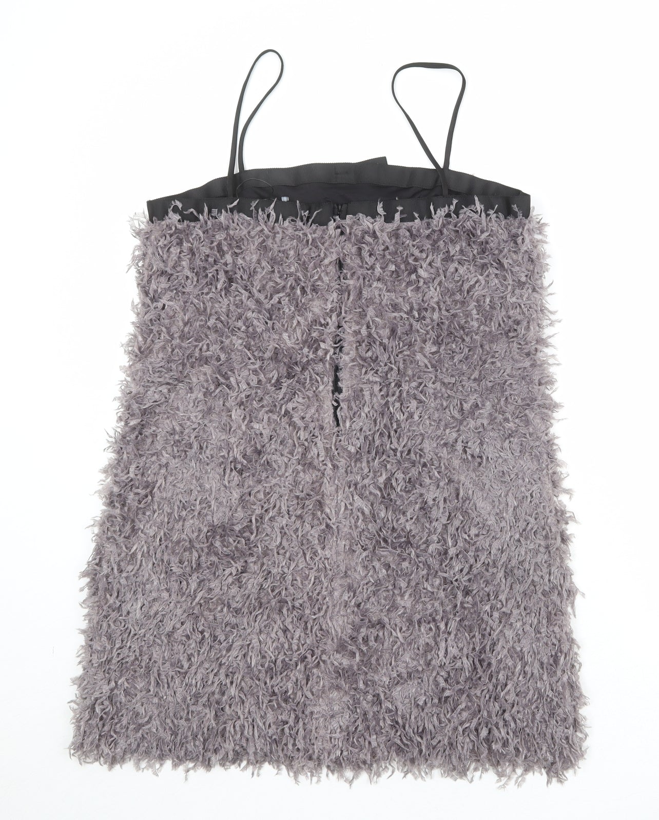 Zara Womens Grey Polyester A-Line Size M Square Neck Zip