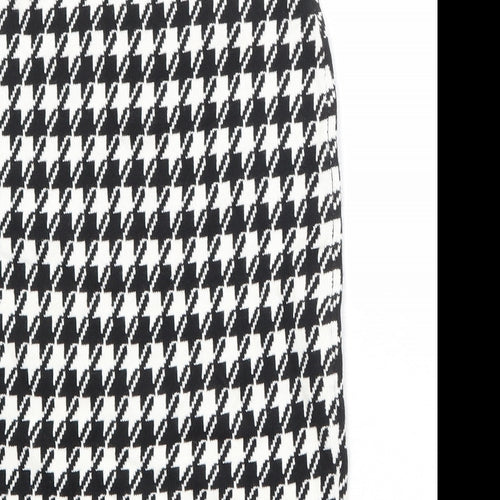 POP Womens Black Geometric Acrylic Straight & Pencil Skirt Size S - Houndstooth Pattern