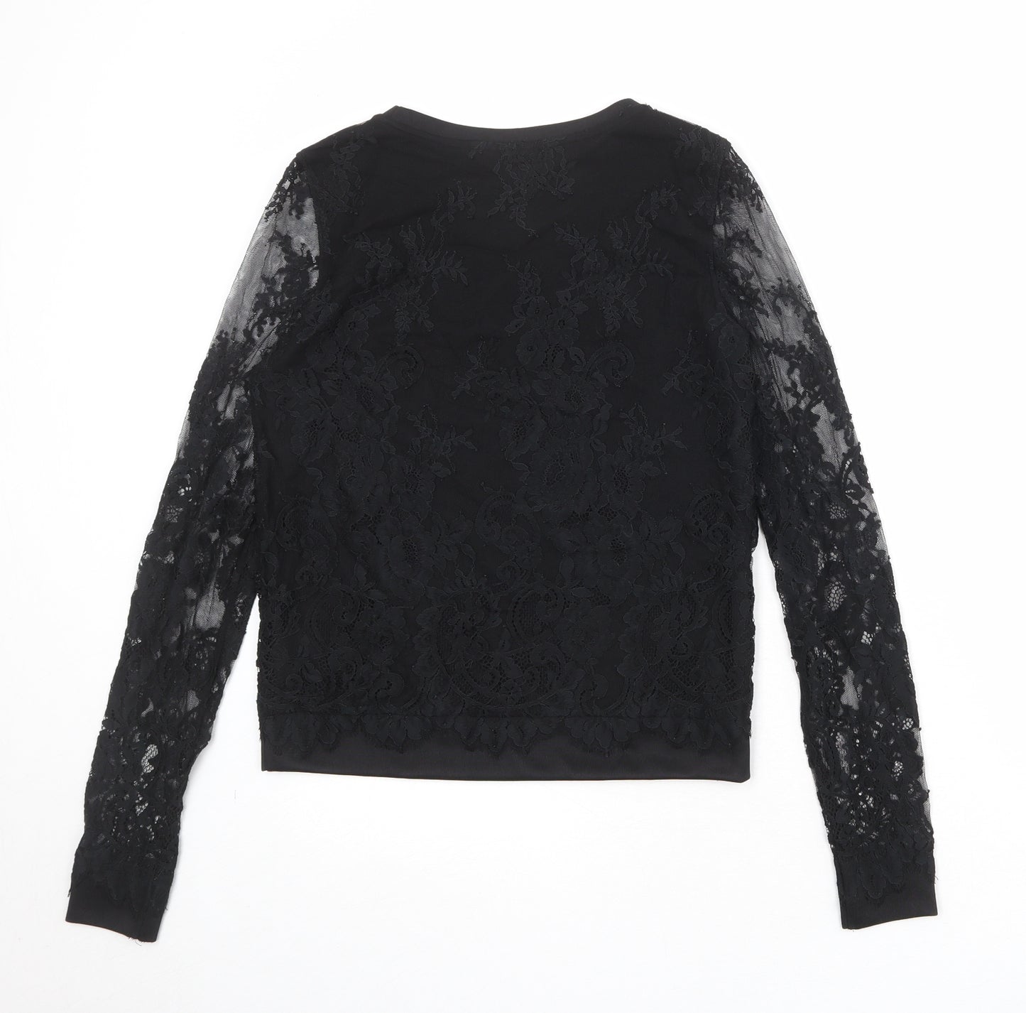 H&M Womens Black Floral Polyamide Pullover Sweatshirt Size S Pullover