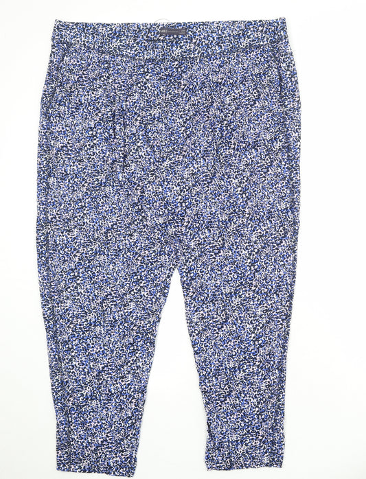 H&M Womens Blue Animal Print Viscose Trousers Size 24 Regular