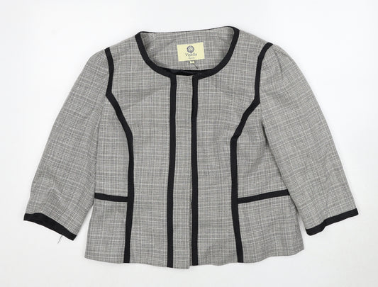 Viyella Womens Grey Geometric Jacket Blazer Size 14 Snap