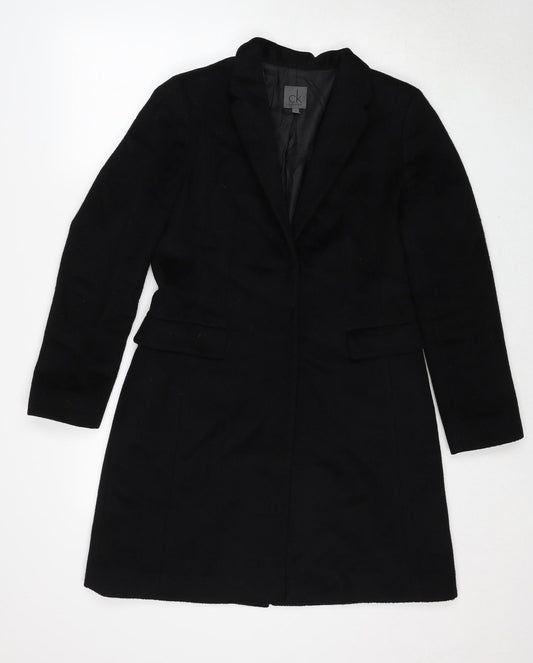 Calvin Klein Womens Black Overcoat Coat Size 4 Button