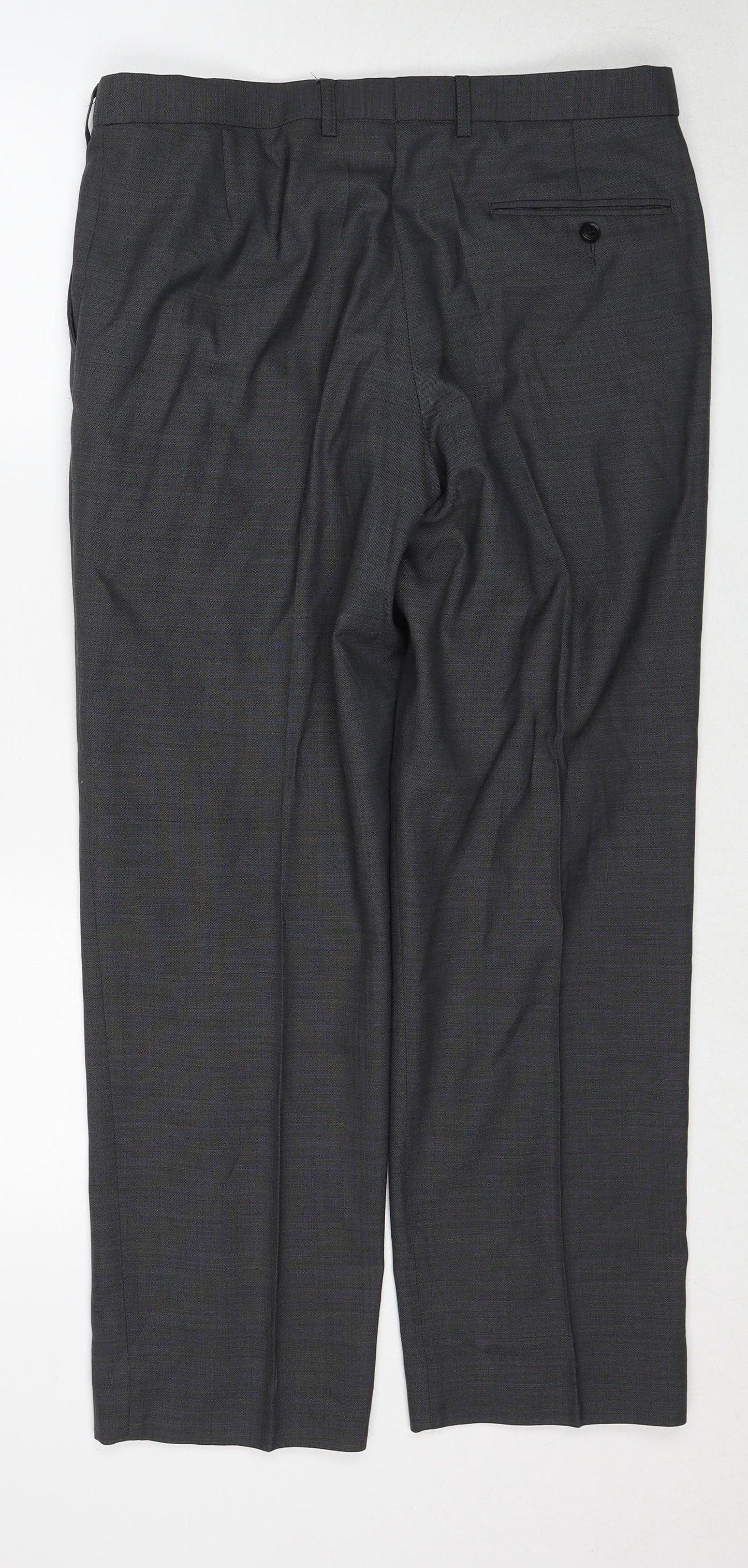 Marks and Spencer Mens Grey Polyester Dress Pants Trousers Size 34 in L29 in Regular Zip