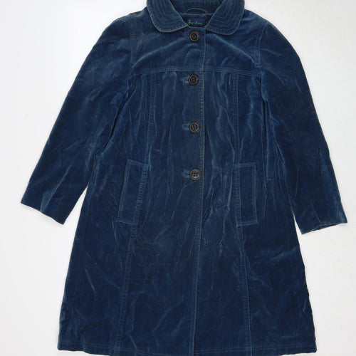 Boden Womens Blue Overcoat Coat Size 12 Button