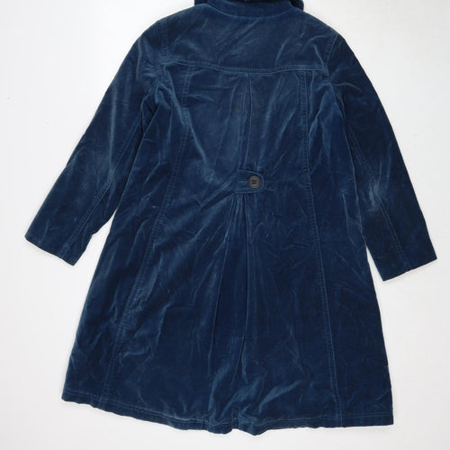 Boden Womens Blue Overcoat Coat Size 12 Button