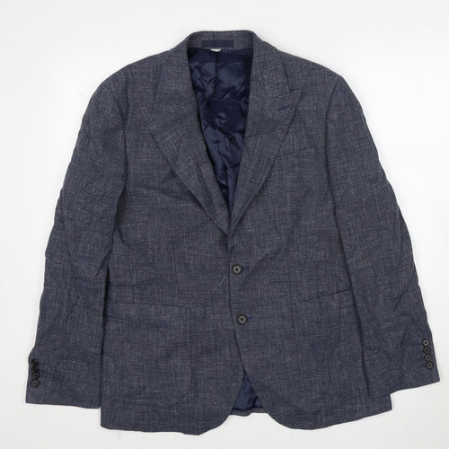 Marks and Spencer Mens Blue Linen Jacket Suit Jacket Size 40 Regular