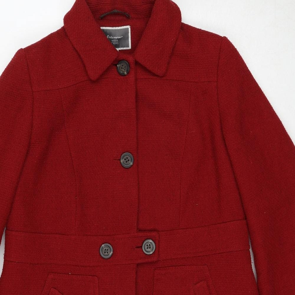 NEXT Womens Red Pea Coat Coat Size 10 Button