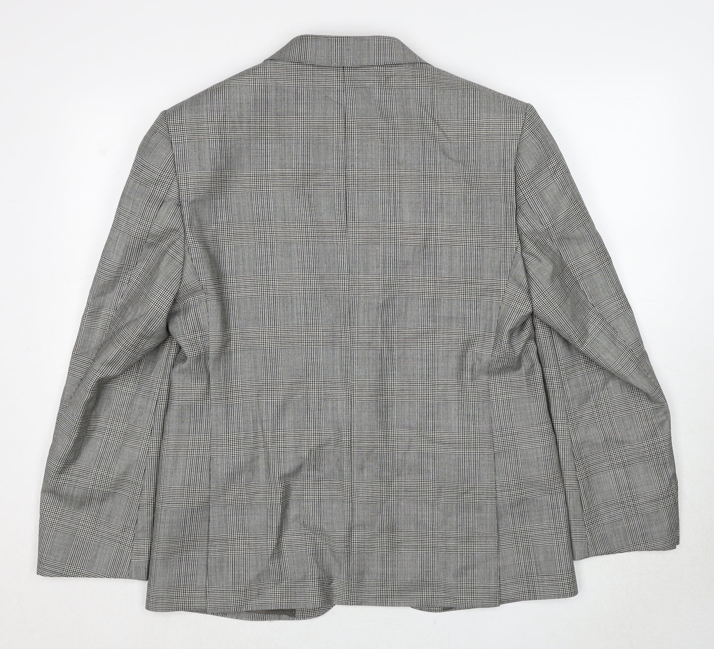 Marks and Spencer Mens Grey Plaid Wool Jacket Suit Jacket Size 40 Regular