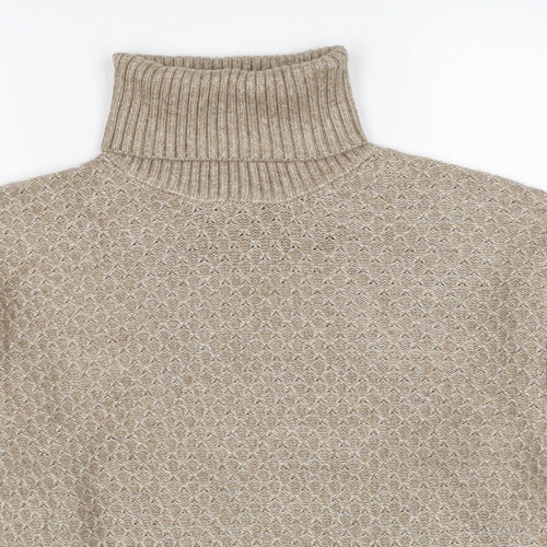 Marks and Spencer Womens Beige Roll Neck Polyester Pullover Jumper Size S