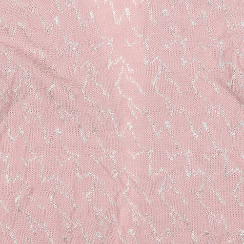 St.Clair Womens Pink V-Neck Geometric Acrylic Cardigan Jumper Size S