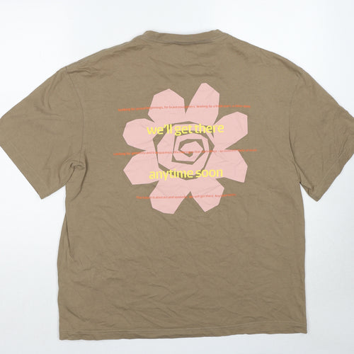 H&M Womens Brown Cotton Basic T-Shirt Size M Round Neck