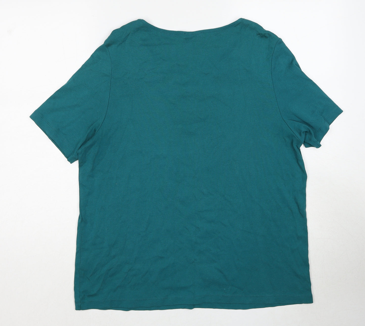 Marks and Spencer Womens Blue Cotton Basic Blouse Size 18 Round Neck