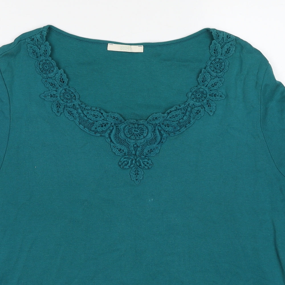 Marks and Spencer Womens Blue Cotton Basic Blouse Size 18 Round Neck