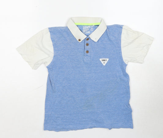 Sonneti Boys Blue Cotton Basic Polo Size 10-11 Years Collared Pullover - Age 10-12 Years