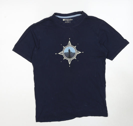 Mountain Warehouse Mens Blue Cotton T-Shirt Size M Round Neck