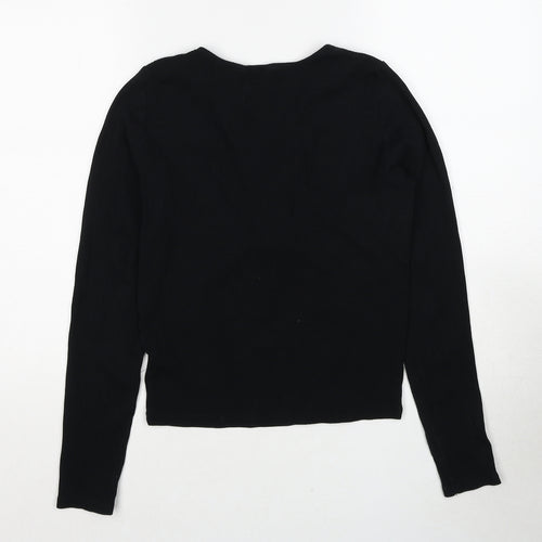 New Look Womens Black V-Neck Cotton Pullover Jumper Size 16