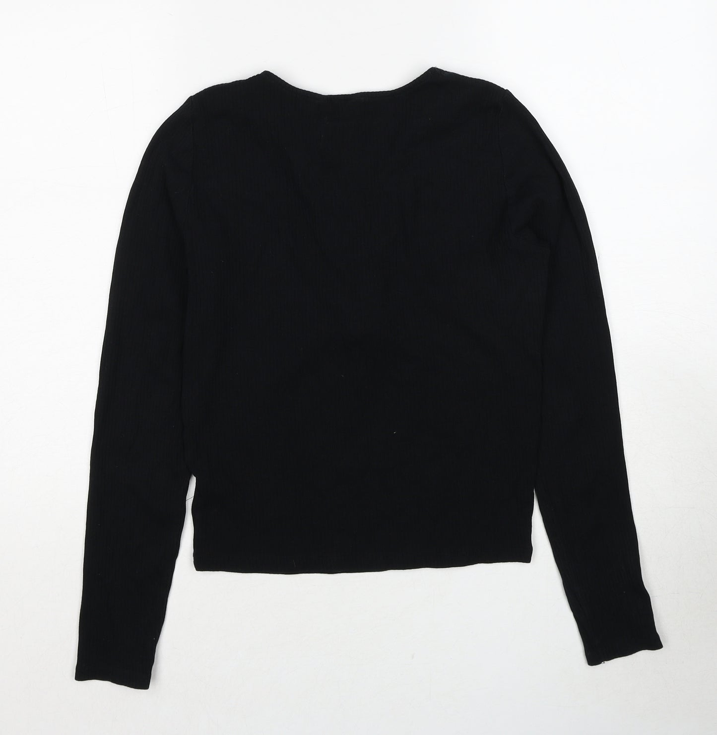 New Look Womens Black V-Neck Cotton Pullover Jumper Size 16