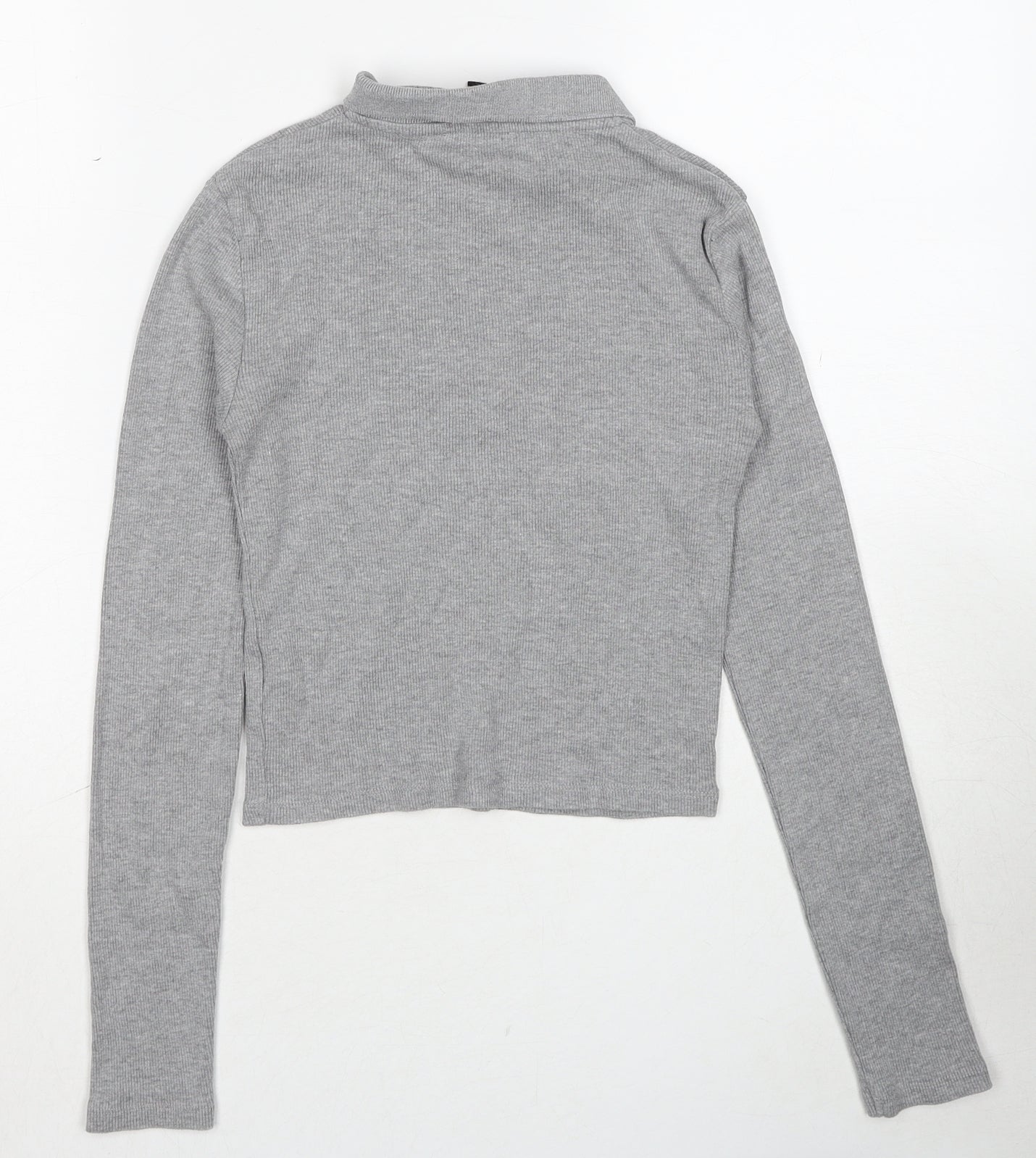 Topshop Womens Grey Collared Cotton Pullover Jumper Size 8