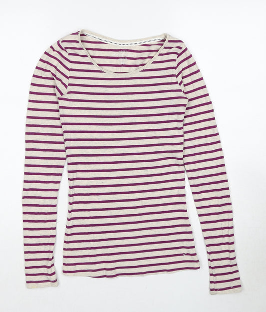 H&M Womens Multicoloured Striped Cotton Jersey T-Shirt Size S Round Neck