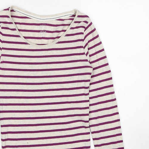H&M Womens Multicoloured Striped Cotton Jersey T-Shirt Size S Round Neck