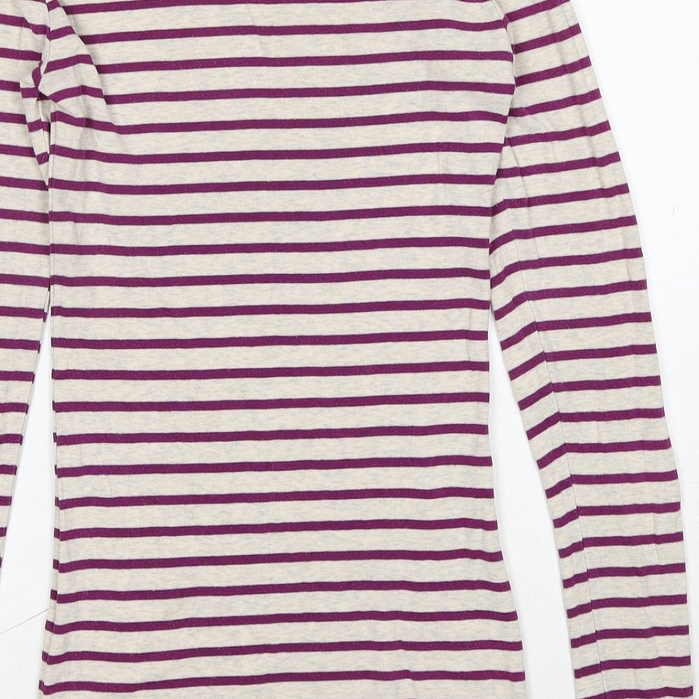 H&M Womens Multicoloured Striped Cotton Jersey T-Shirt Size S Round Neck