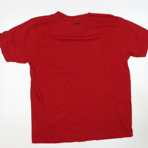 HEAD Mens Red Cotton T-Shirt Size XL Round Neck