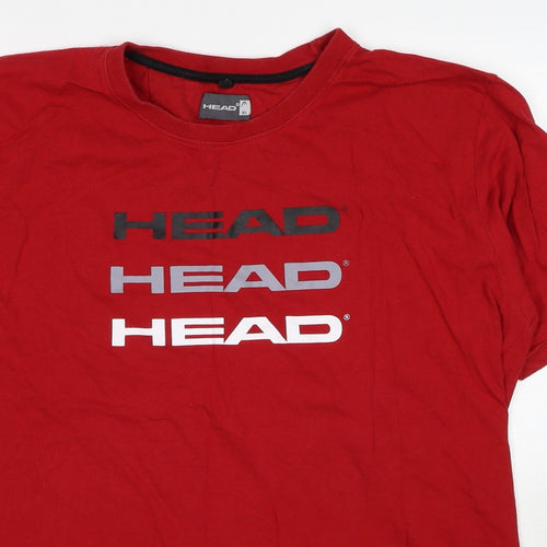 HEAD Mens Red Cotton T-Shirt Size XL Round Neck