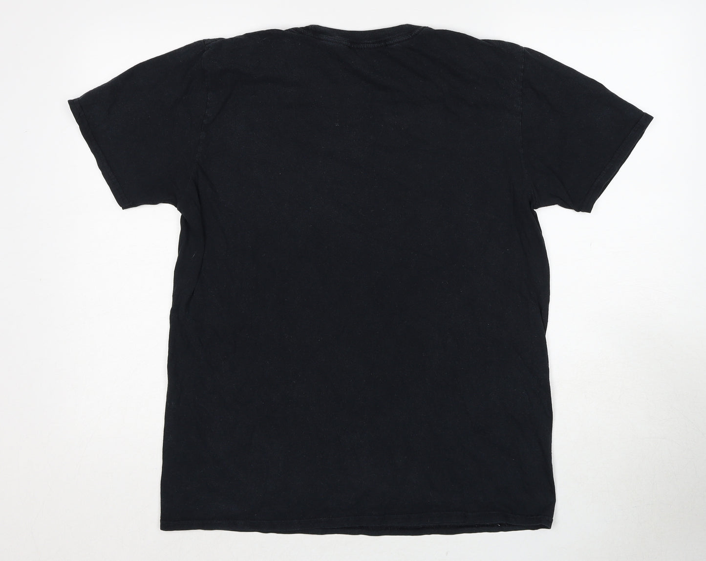 Adolecent Womens Black Cotton Basic T-Shirt Size L Crew Neck - Revenge