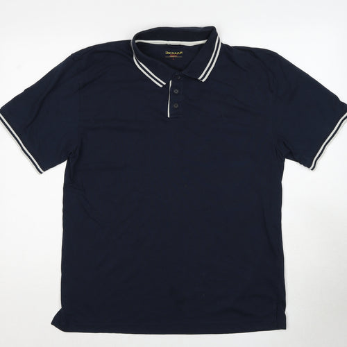 Dunlop Mens Blue Cotton Polo Size L Collared Pullover