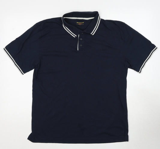 Dunlop Mens Blue Cotton Polo Size L Collared Pullover