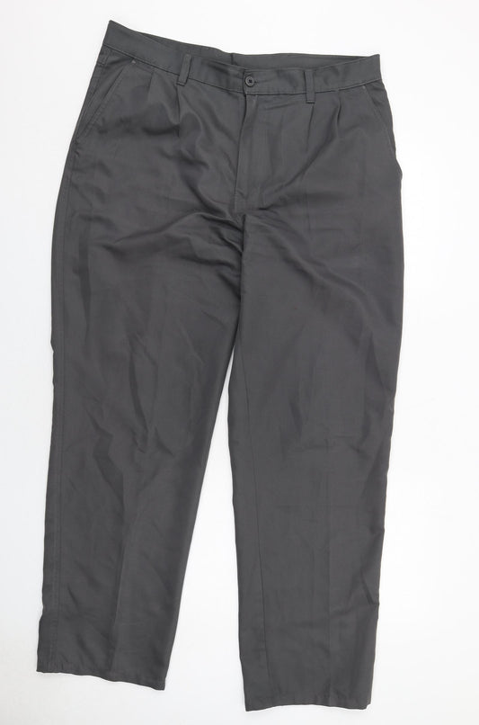 Dunlop Mens Grey Polyester Dress Pants Trousers Size 38 in L33 in Regular Zip