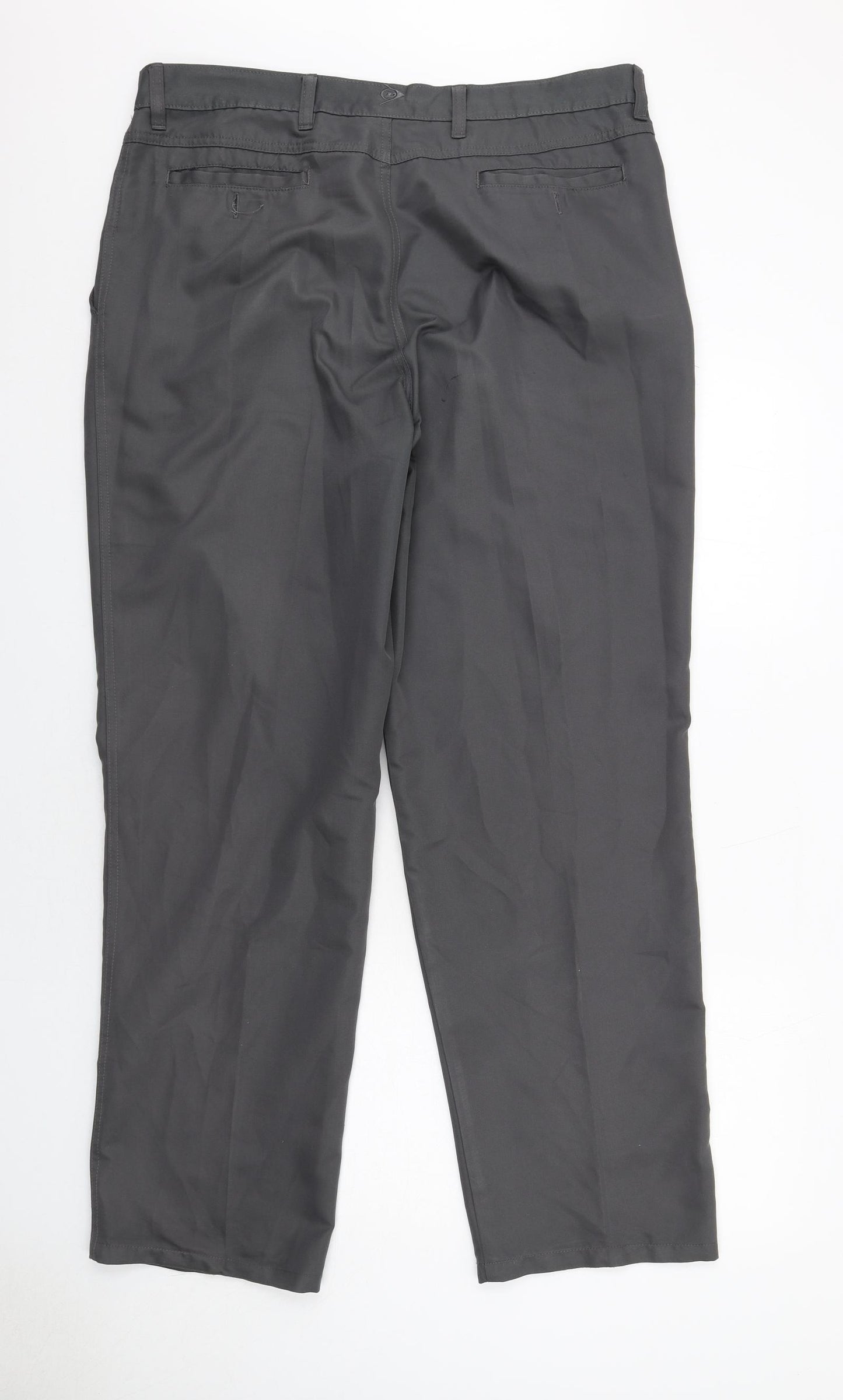 Dunlop Mens Grey Polyester Dress Pants Trousers Size 38 in L33 in Regular Zip